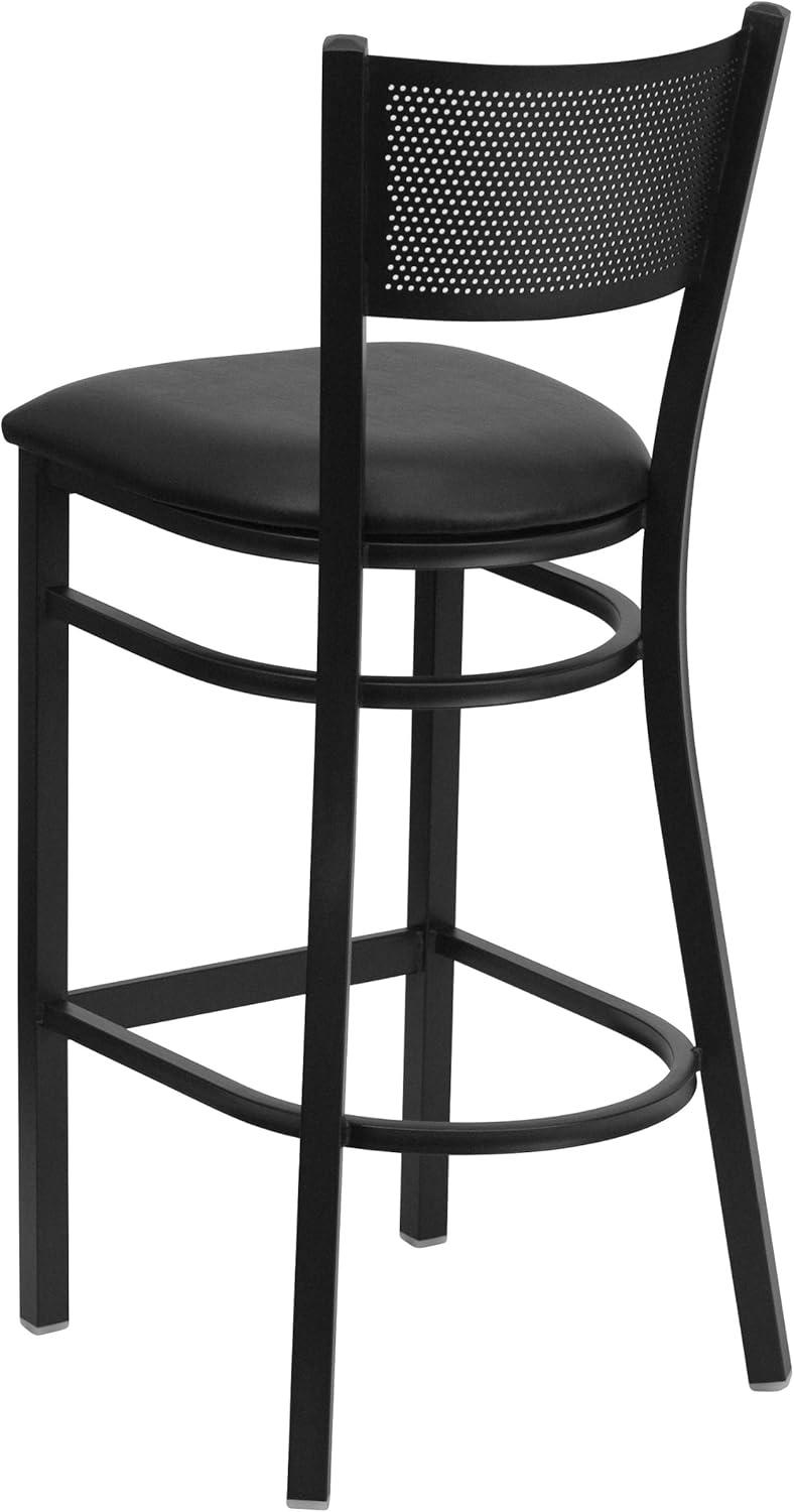 image:imageFlash Furniture HERCULES Series Black Grid Back Metal Restaurant Barstool Burgundy Vinyl Seat Pack of 1Black Vinyl SeatBlack Metal Frame