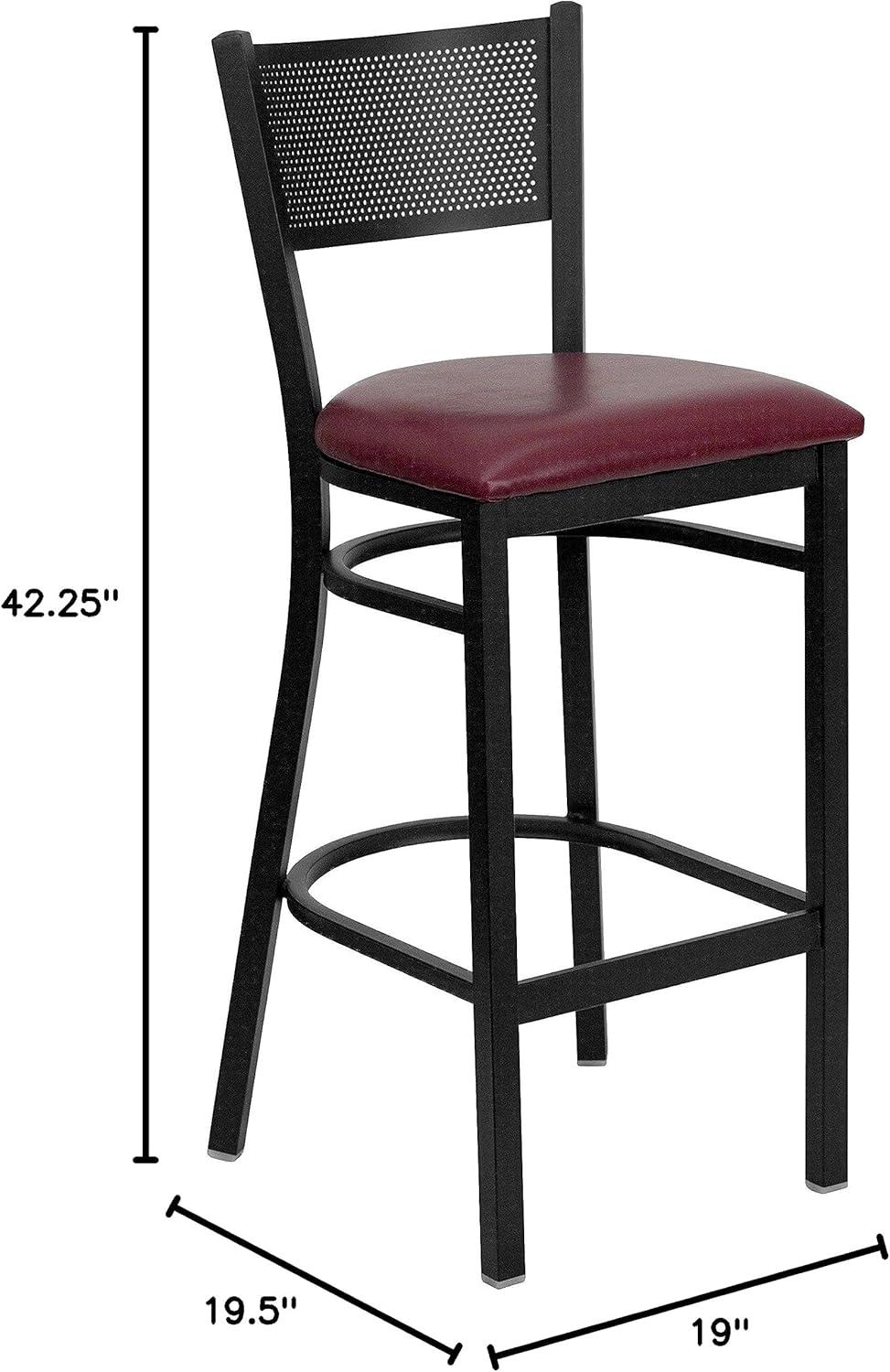 image:imageFlash Furniture HERCULES Series Black Grid Back Metal Restaurant Barstool Burgundy Vinyl Seat Pack of 1Burgundy Vinyl SeatBlack Metal Frame
