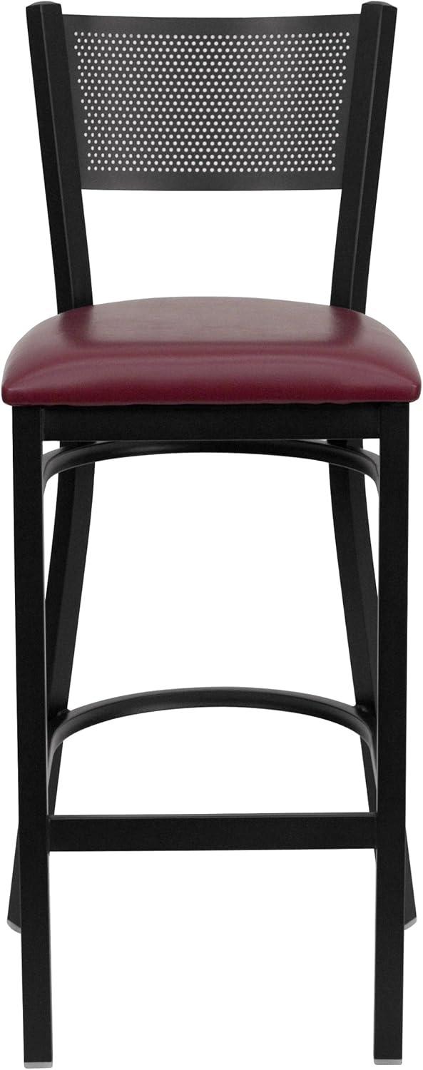 image:imageFlash Furniture HERCULES Series Black Grid Back Metal Restaurant Barstool Burgundy Vinyl Seat Pack of 1Burgundy Vinyl SeatBlack Metal Frame