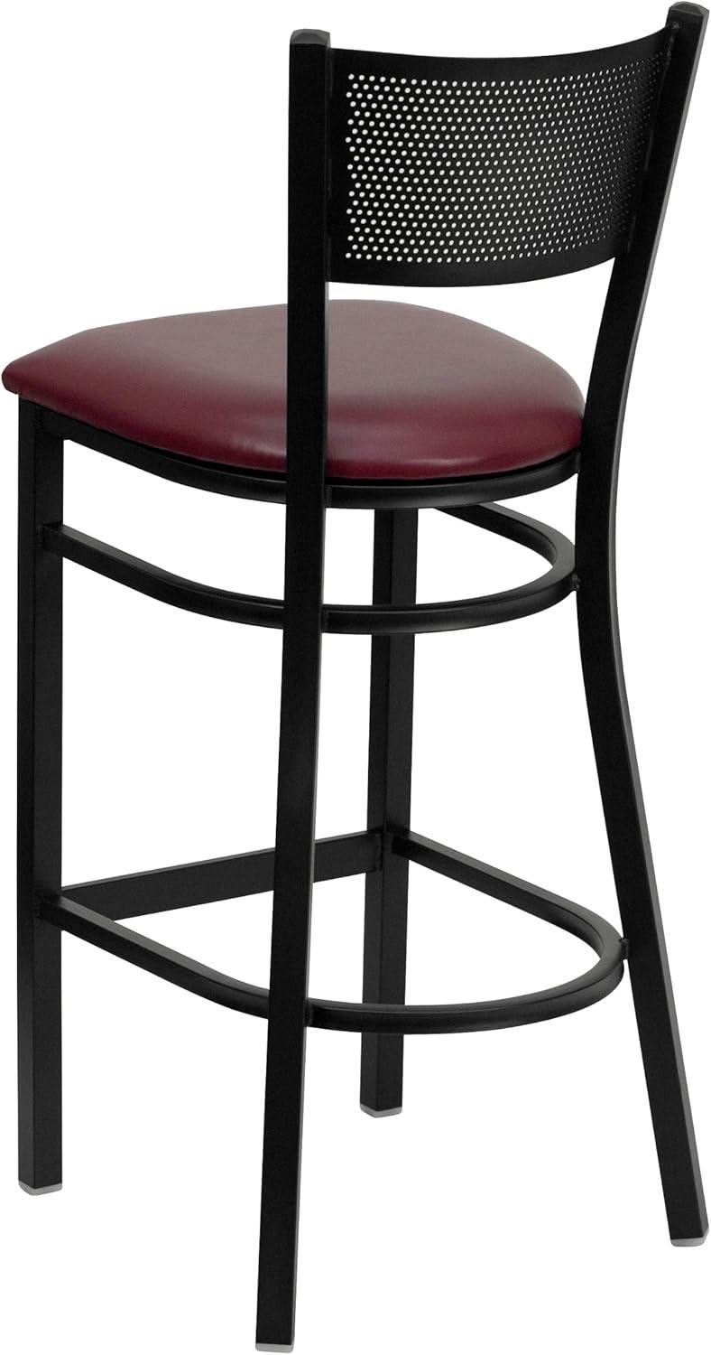 image:imageFlash Furniture HERCULES Series Black Grid Back Metal Restaurant Barstool Burgundy Vinyl Seat Pack of 1Burgundy Vinyl SeatBlack Metal Frame