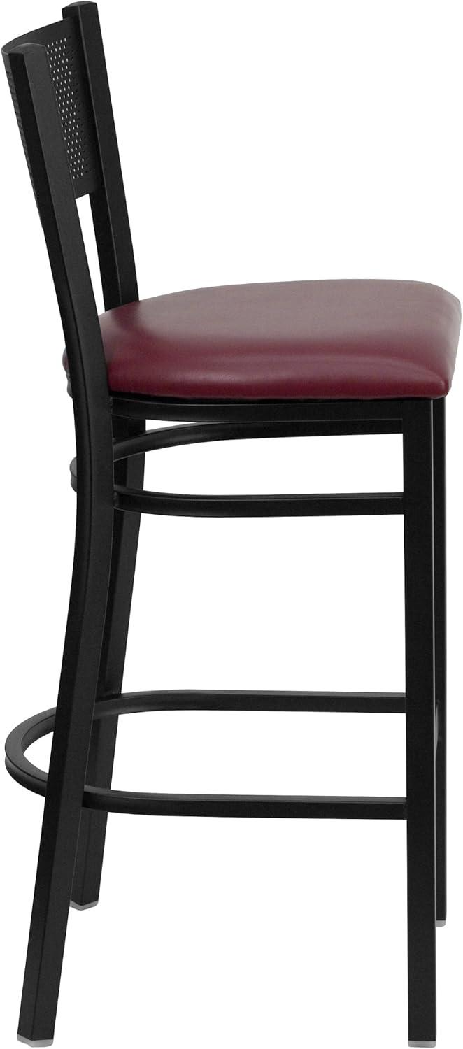 image:imageFlash Furniture HERCULES Series Black Grid Back Metal Restaurant Barstool Burgundy Vinyl Seat Pack of 1Burgundy Vinyl SeatBlack Metal Frame