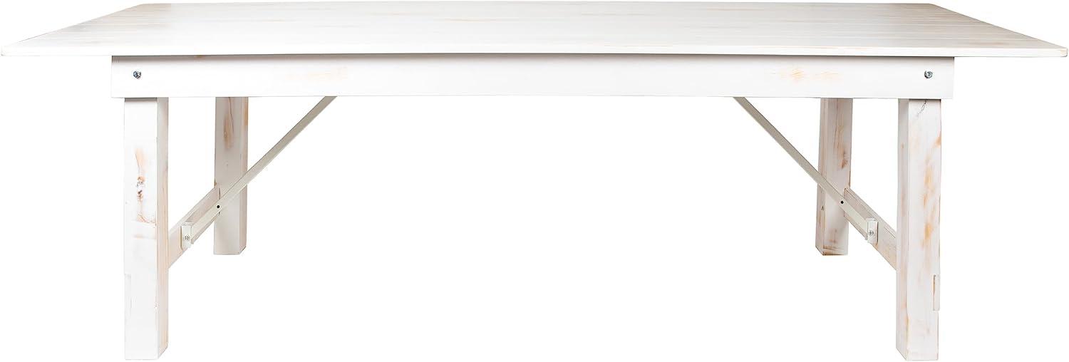 image:imageFlash Furniture Hercules Commercial Grade Farmhouse Dining Table Solid Pine Foldable Table for 10 in Antique Rustic White Rustic Charm for Home and Events