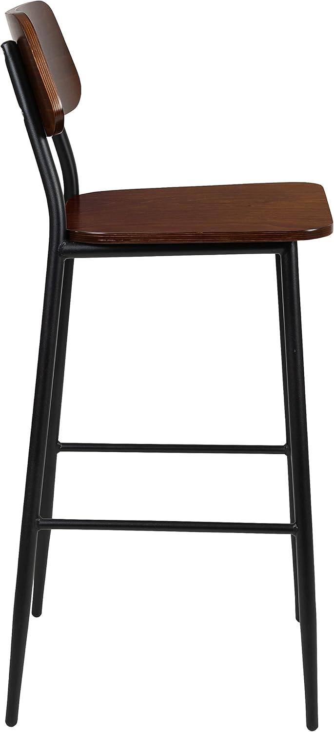 image:imageFlash Furniture Lincoln Industrial Barstool with Gunmetal Steel Frame and Rustic Wood Seat