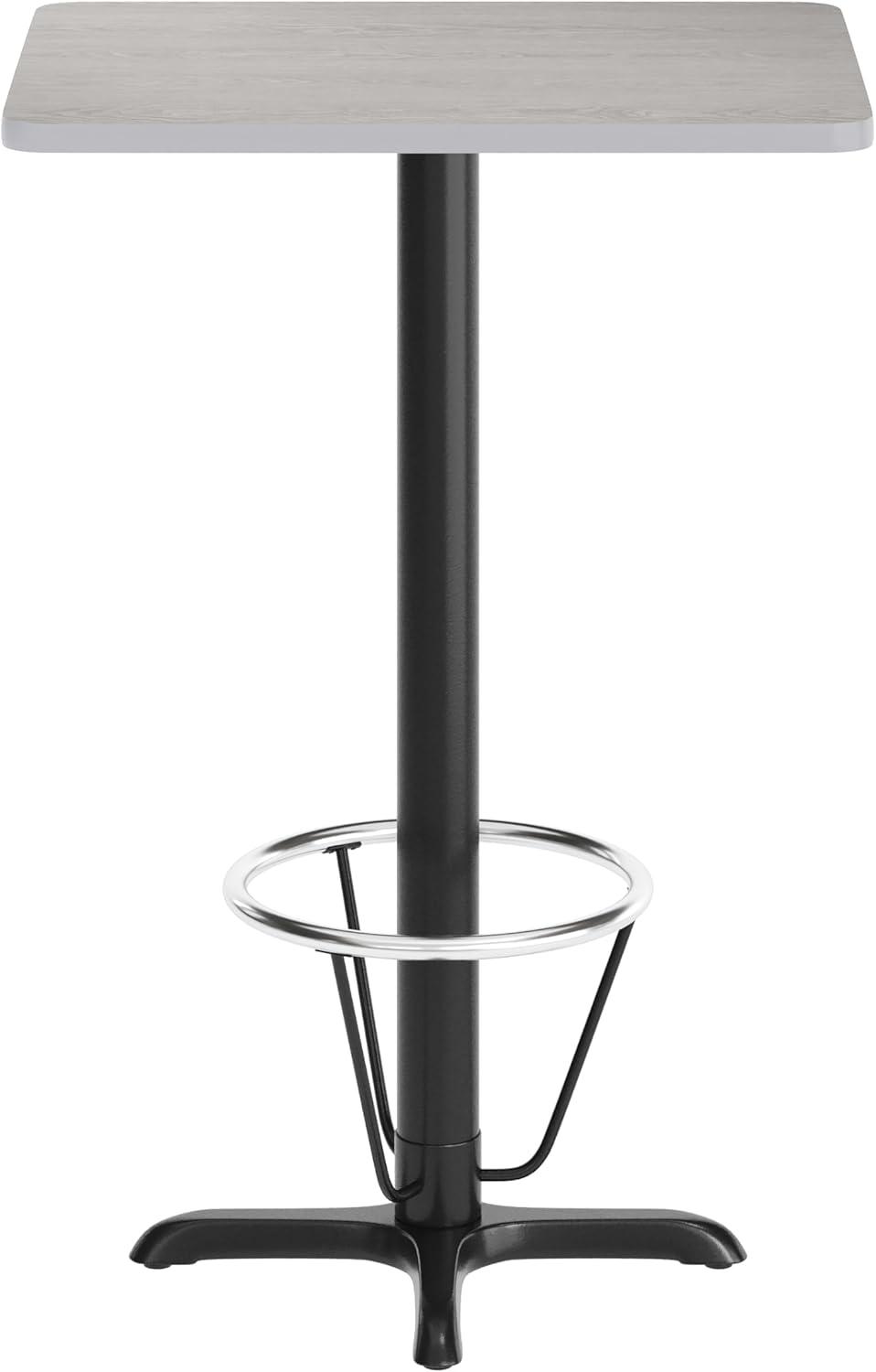 image:imageFlash Furniture Stiles 24 x 30 Rectangular Black Laminate Table Top with 22 x 22 Bar Height Table Base and Foot RingGrey