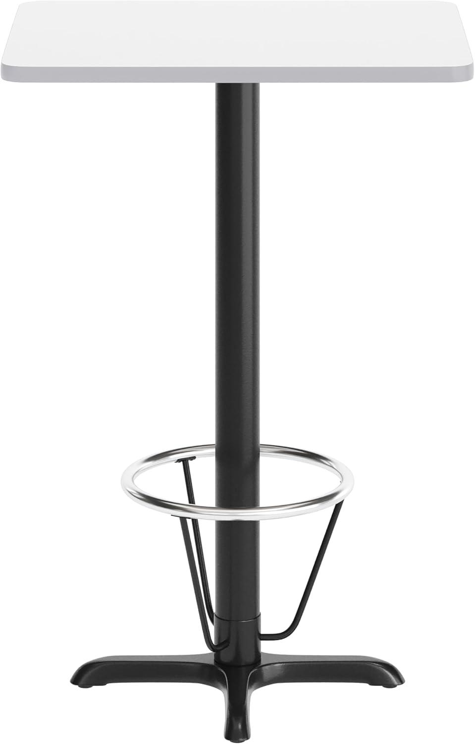 image:imageFlash Furniture Stiles 24 x 30 Rectangular Black Laminate Table Top with 22 x 22 Bar Height Table Base and Foot RingWhite