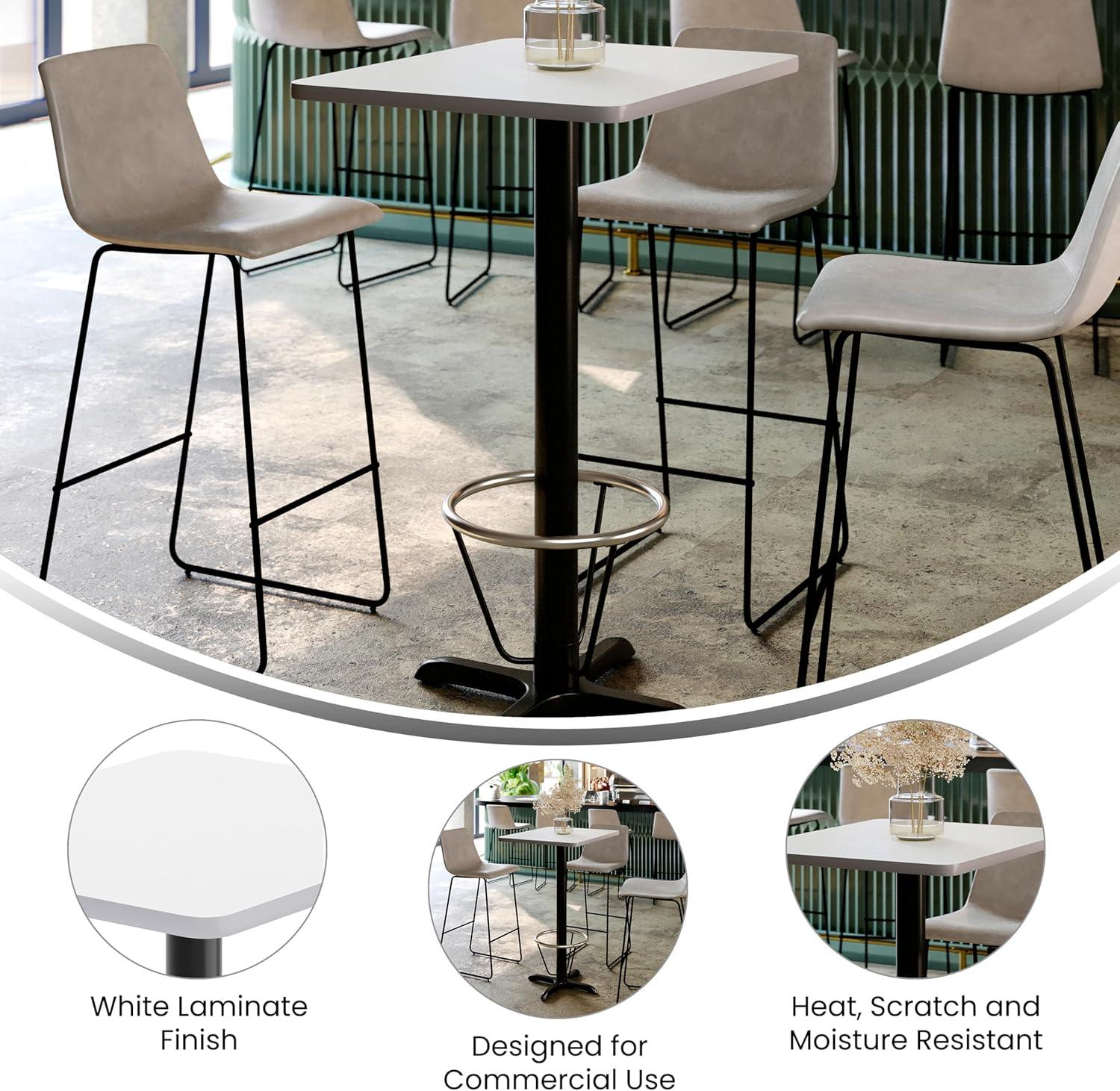 image:imageFlash Furniture Stiles 24 x 30 Rectangular Black Laminate Table Top with 22 x 22 Bar Height Table Base and Foot RingWhite