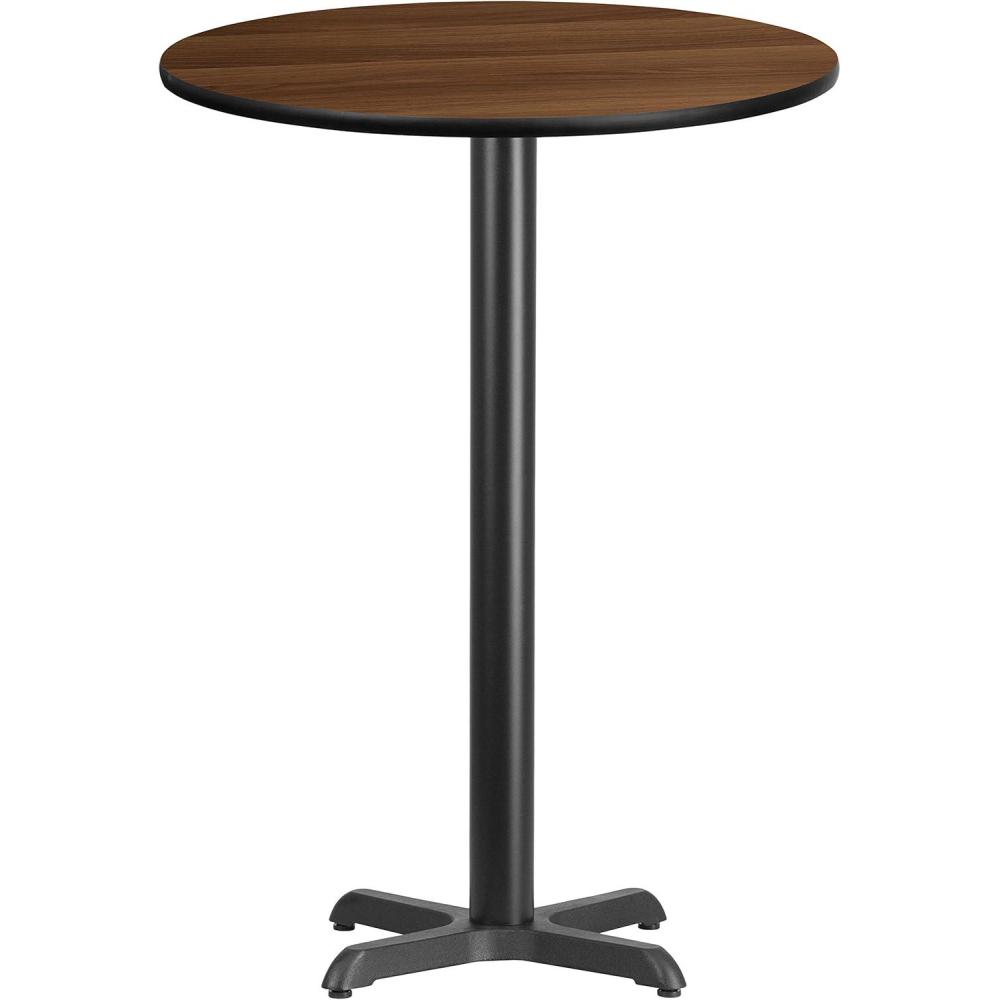 image:imageFlash Furniture 30 Round Black Laminate Table Top with 22 x 22 Bar Height Table BaseWalnut
