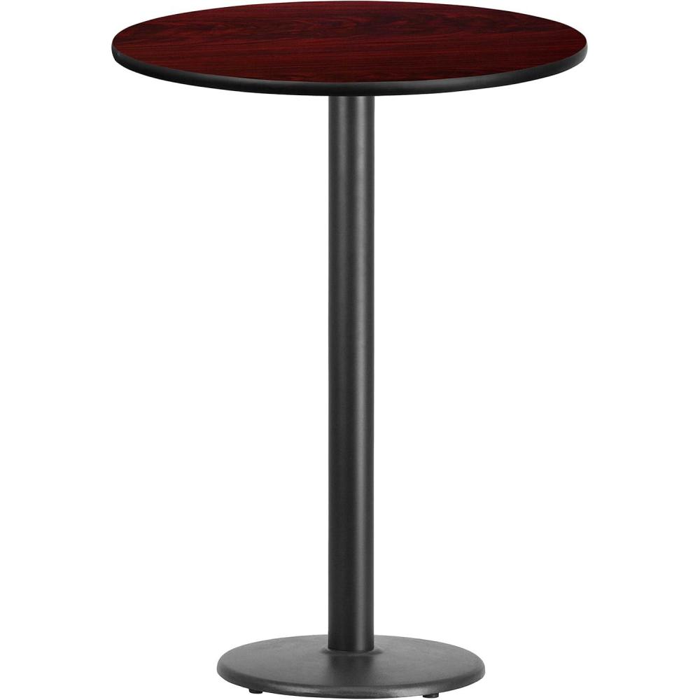 image:imageFlash Furniture 30 Round Walnut Laminate Table Top with 18 Round Bar Height Table BaseMahogany