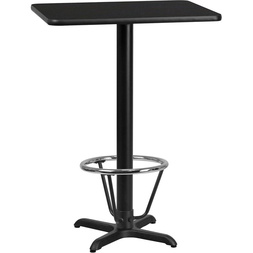 image:imageFlash Furniture Stiles 24 x 30 Rectangular Black Laminate Table Top with 22 x 22 Bar Height Table Base and Foot RingBlack