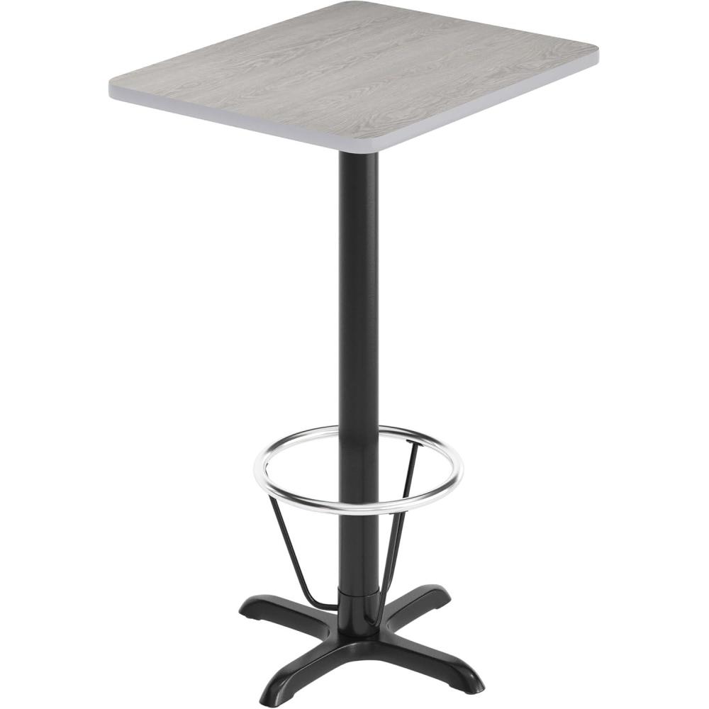 image:imageFlash Furniture Stiles 24 x 30 Rectangular Black Laminate Table Top with 22 x 22 Bar Height Table Base and Foot RingGrey