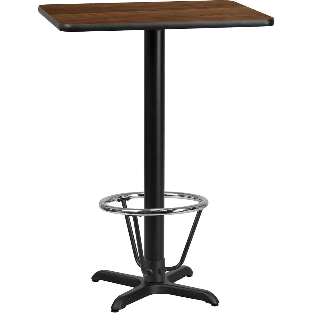 image:imageFlash Furniture Stiles 24 x 30 Rectangular Black Laminate Table Top with 22 x 22 Bar Height Table Base and Foot RingWalnut