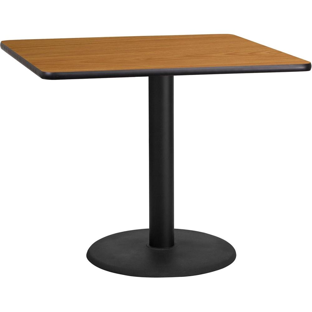 image:imageFlash Furniture Stiles 36 Square Black Laminate Table Top with 24 Round Table Height BaseNatural