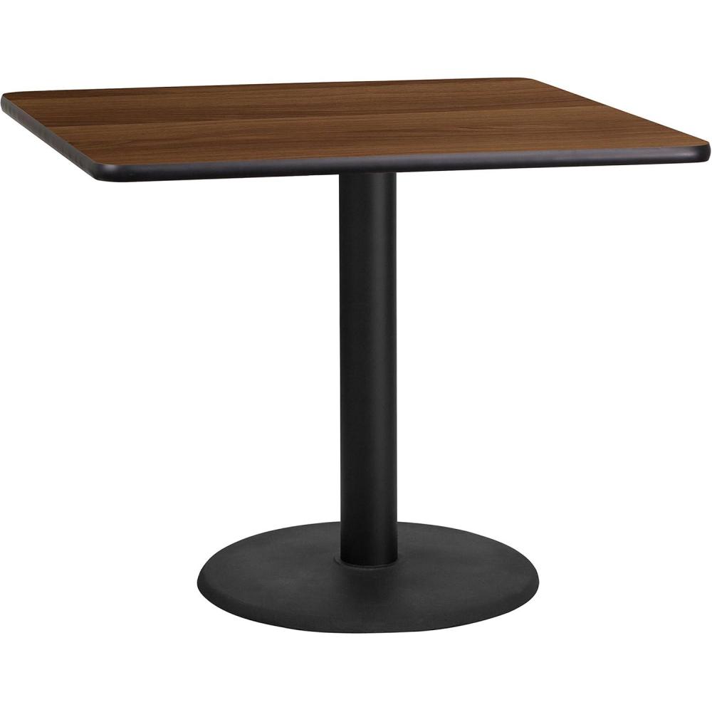 image:imageFlash Furniture Stiles 36 Square Black Laminate Table Top with 24 Round Table Height BaseWalnut