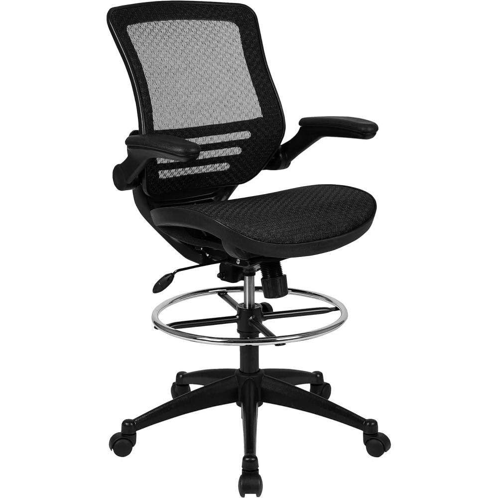 image:imageFlash Furniture Waylon MidBack Swivel Office Chair with Adjustable Foot Ring and Seat Height Ergonomic Executive Chair with Armrests BlackBlack