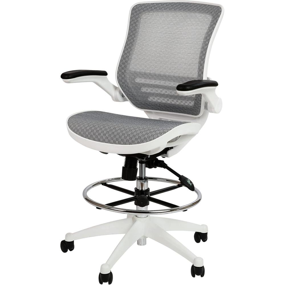 image:imageFlash Furniture Waylon MidBack Swivel Office Chair with Adjustable Foot Ring and Seat Height Ergonomic Executive Chair with Armrests BlackWhite