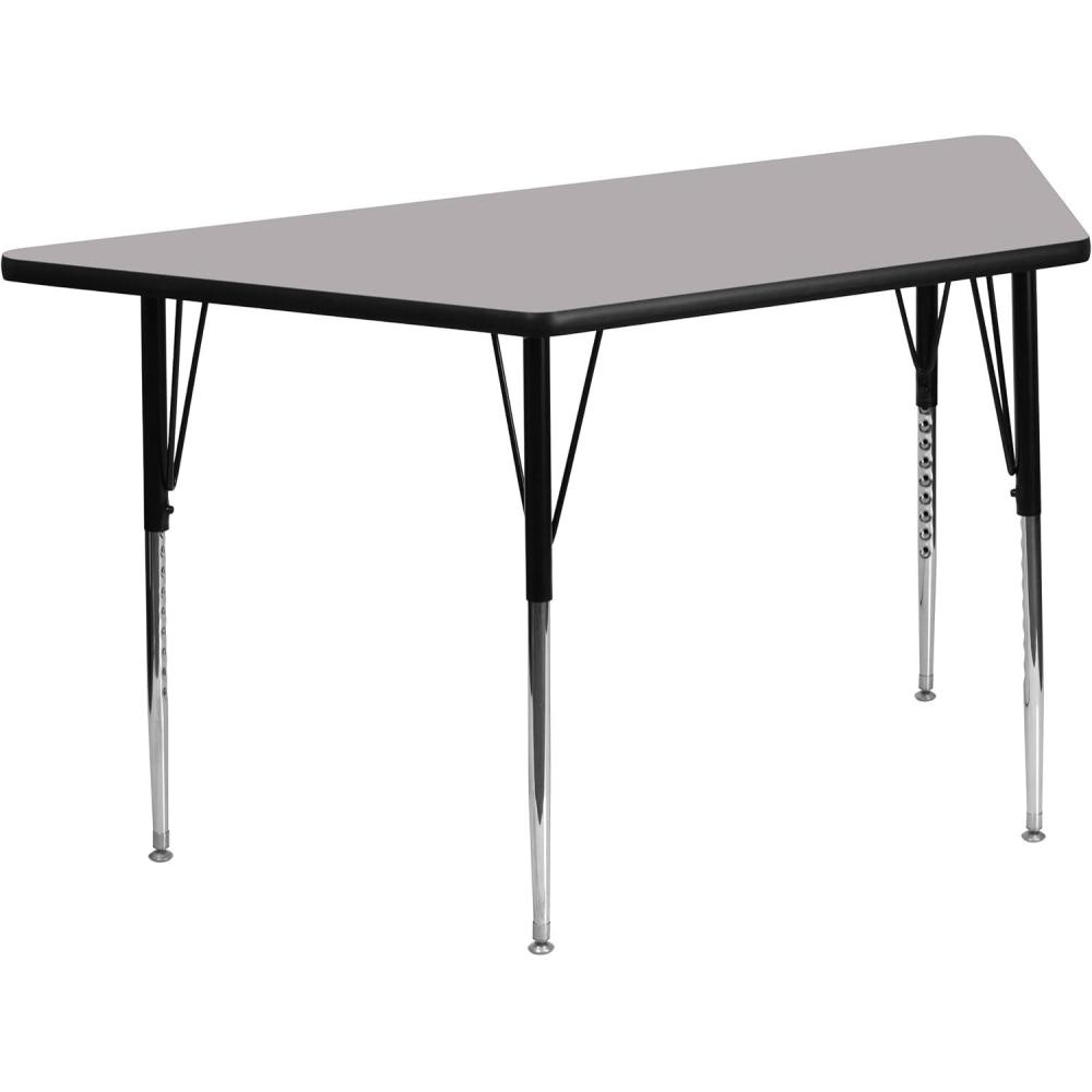 image:imageFlash Furniture Wren 29W x 57L Trapezoid Grey Thermal Laminate Activity Table Standard Height Adjustable LegsGrey