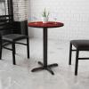 Flash Furniture 24” Round Black Laminate Table Top with 22” x 22” Table Height Base(Mahogany)