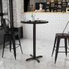 Flash Furniture 30” Round Black Laminate Table Top with 22” x 22” Bar Height Table Base(Black)