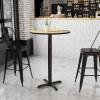 Flash Furniture 30” Round Black Laminate Table Top with 22” x 22” Bar Height Table Base(Natural)