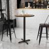 Flash Furniture 30” Round Black Laminate Table Top with 22” x 22” Bar Height Table Base(Walnut)