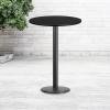 Flash Furniture 30” Round Walnut Laminate Table Top with 18” Round Bar Height Table Base(Black)