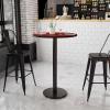 Flash Furniture 30” Round Walnut Laminate Table Top with 18” Round Bar Height Table Base(Mahogany)