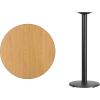 Flash Furniture 30” Round Walnut Laminate Table Top with 18” Round Bar Height Table Base(Natural)