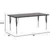 Flash Furniture 30”W x 60”L Rectangular Grey HP Laminate Activity Table – Height Adjustable Short Legs(Grey)