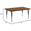 Flash Furniture 30”W x 60”L Rectangular Grey HP Laminate Activity Table – Height Adjustable Short Legs(Oak)