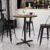 Flash Furniture 36” Round Walnut Laminate Table Top with 30” x 30” Bar Height Table Base
