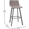 Flash Furniture Caleb Modern Commercial Barstools with Footrests – Gray LeatherSoft -30 Inch – Black Matte Iron Frame – Armless – Set of 2