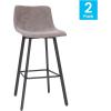 Flash Furniture Caleb Modern Commercial Barstools with Footrests – Gray LeatherSoft -30 Inch – Black Matte Iron Frame – Armless – Set of 2