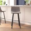 Flash Furniture Caleb Modern Commercial Barstools with Footrests – Gray LeatherSoft -30 Inch – Black Matte Iron Frame – Armless – Set of 2