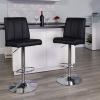 Flash Furniture Charles 2 Pk. Contemporary White Vinyl Adjustable Height Barstool with Vertical Stitch Panel Back and Chrome Base(Black)