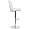 Flash Furniture Charles 2 Pk. Contemporary White Vinyl Adjustable Height Barstool with Vertical Stitch Panel Back and Chrome Base(White)