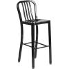 Flash Furniture Commercial Grade 30″ Round Black Metal Indoor-Outdoor Bar Table Set with 4 Vertical Slat Back Stools(Black)