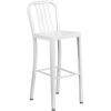 Flash Furniture Commercial Grade 30″ Round Black Metal Indoor-Outdoor Bar Table Set with 4 Vertical Slat Back Stools(White)