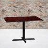 Flash Furniture Graniss 24” x 42” Rectangular Walnut Laminate Table Top with 23.5” x 29.5” Table Height Base(Mahogany)