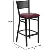 Flash Furniture HERCULES Series Black Grid Back Metal Restaurant Barstool – Burgundy Vinyl Seat (Pack of 1)(Burgundy Vinyl Seat/Black Metal Frame)