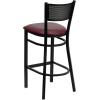 Flash Furniture HERCULES Series Black Grid Back Metal Restaurant Barstool – Burgundy Vinyl Seat (Pack of 1)(Burgundy Vinyl Seat/Black Metal Frame)