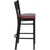 Flash Furniture HERCULES Series Black Grid Back Metal Restaurant Barstool – Burgundy Vinyl Seat (Pack of 1)(Burgundy Vinyl Seat/Black Metal Frame)