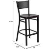 Flash Furniture HERCULES Series Black Grid Back Metal Restaurant Barstool – Burgundy Vinyl Seat (Pack of 1)(Mahogany Wood Seat/Black Metal Frame)