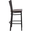 Flash Furniture HERCULES Series Black Grid Back Metal Restaurant Barstool – Burgundy Vinyl Seat (Pack of 1)(Walnut Wood Seat/Black Metal Frame)
