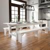 Flash Furniture Hercules Commercial Grade Farmhouse Dining Table | Solid Pine Foldable Table for 10 in Antique Rustic White | Rustic Charm for Home and Events