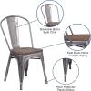 Flash Furniture Lincoln Clear Coated Metal Stackable Chair with Wood Seat