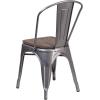 Flash Furniture Lincoln Clear Coated Metal Stackable Chair with Wood Seat