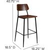 Flash Furniture Lincoln Industrial Barstool with Gunmetal Steel Frame and Rustic Wood Seat
