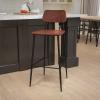 Flash Furniture Lincoln Industrial Barstool with Gunmetal Steel Frame and Rustic Wood Seat