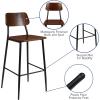Flash Furniture Lincoln Industrial Barstool with Gunmetal Steel Frame and Rustic Wood Seat