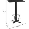 Flash Furniture Stiles 24” x 30” Rectangular Black Laminate Table Top with 22” x 22” Bar Height Table Base and Foot Ring(Black)